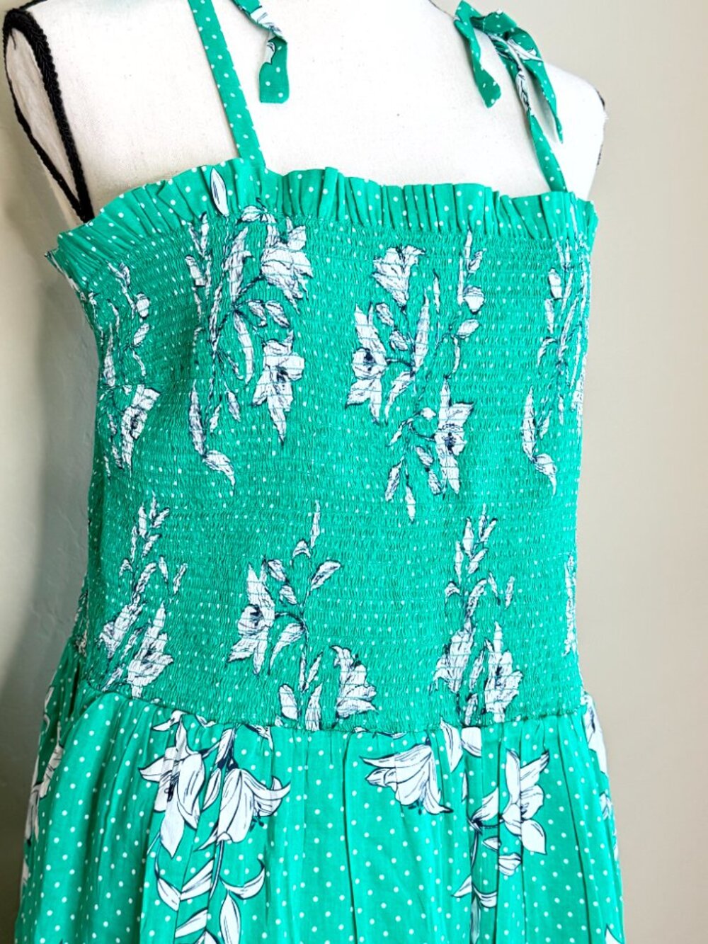 Draper James Smocked Floral Green Sundress Size XL NWT - Picture 6 of 9